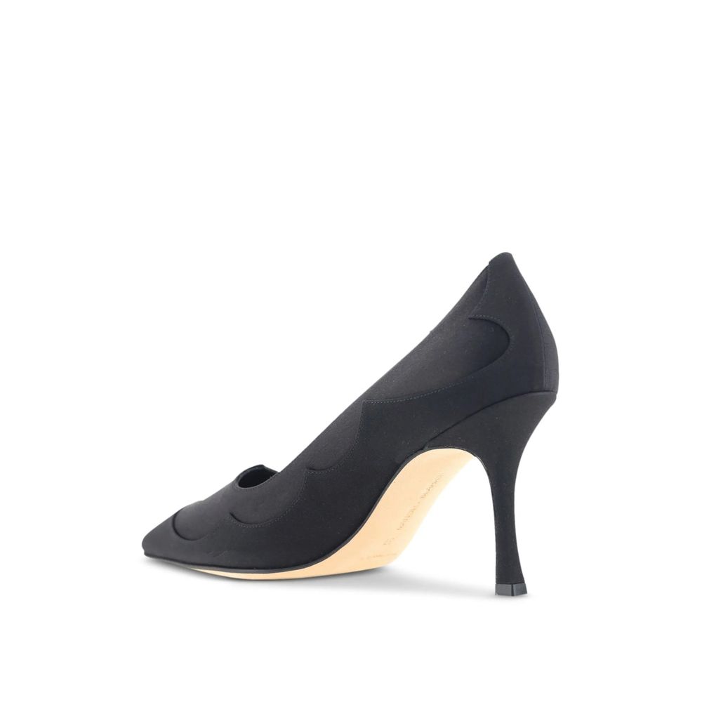 Manolo Blahnik Schwarze Seidenpumps mit hohem Absatz