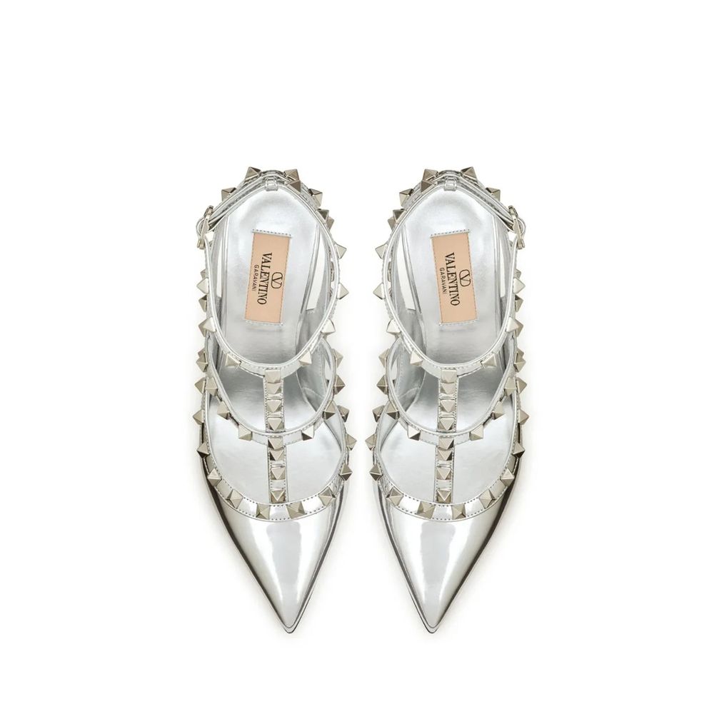 Valentino Garavani Silberne Lederpumps mit hohem Absatz