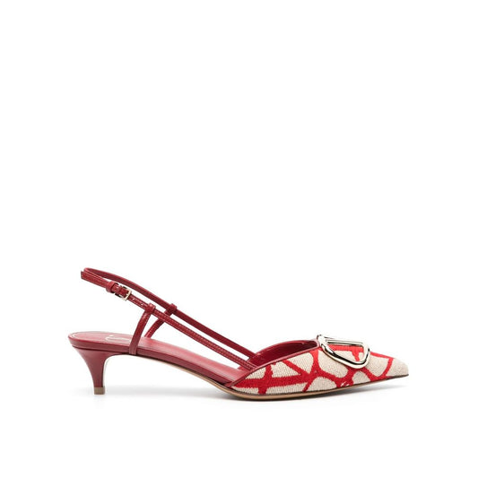 Valentino Garavani Rote Leder-Pumps mit mittlerem Absatz