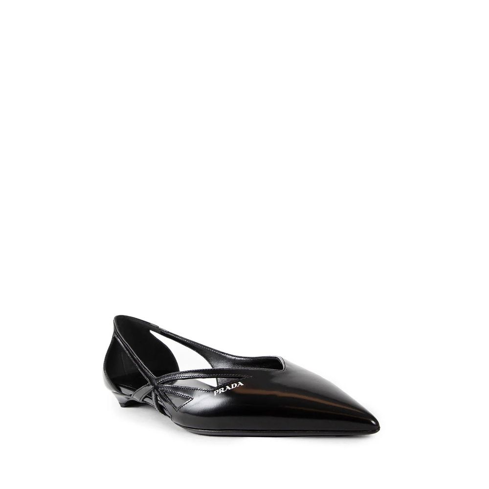 Prada Ballerina-Flats mit Ausschnitt aus gebürstetem Leder