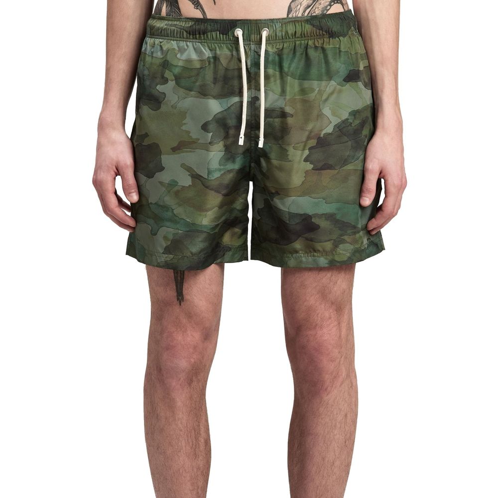Palm Angels Grüne Badeshorts aus Polyester
