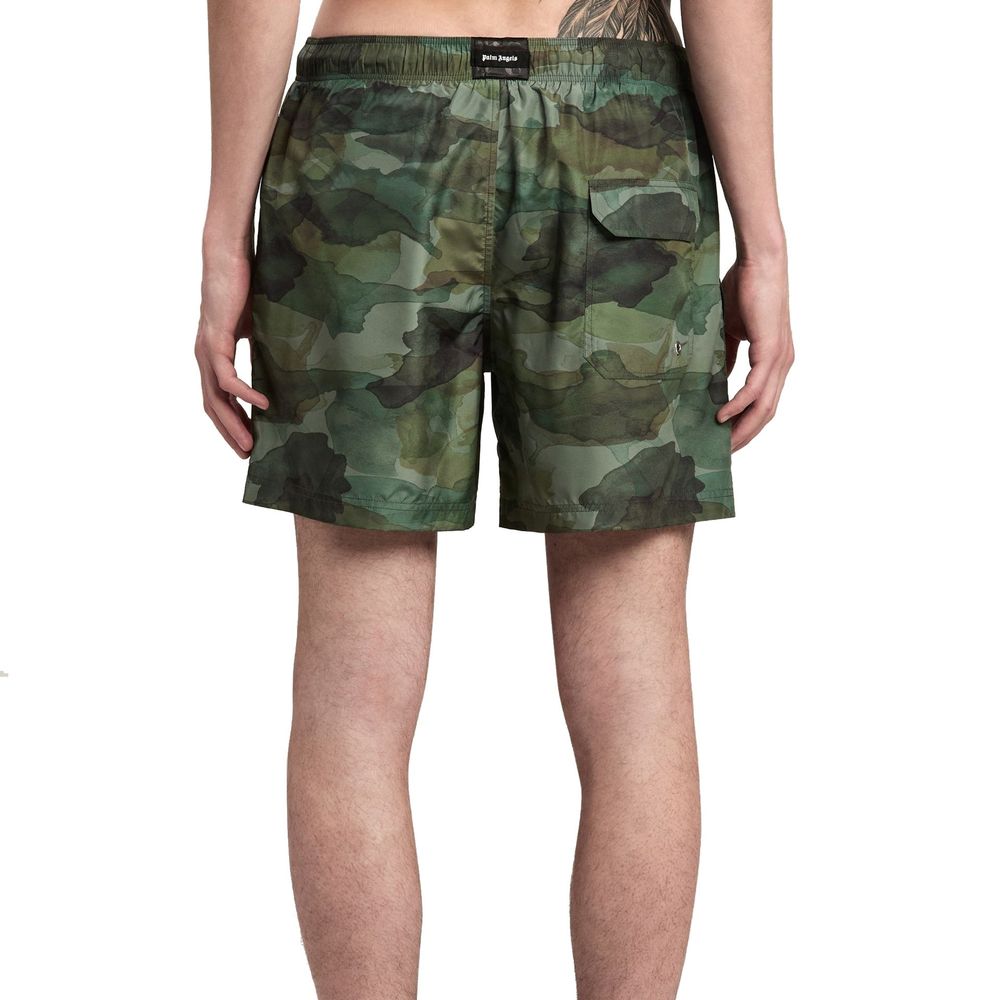 Palm Angels Grüne Badeshorts aus Polyester
