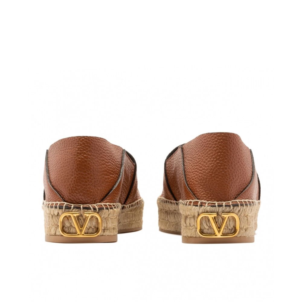 Valentino Garavani Braune Espadrilles aus Kalbsleder
