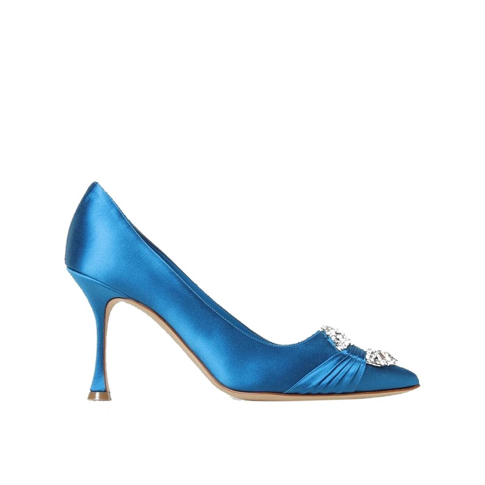 Manolo Blahnik Seidenpumps mit hohem Absatz in Blau