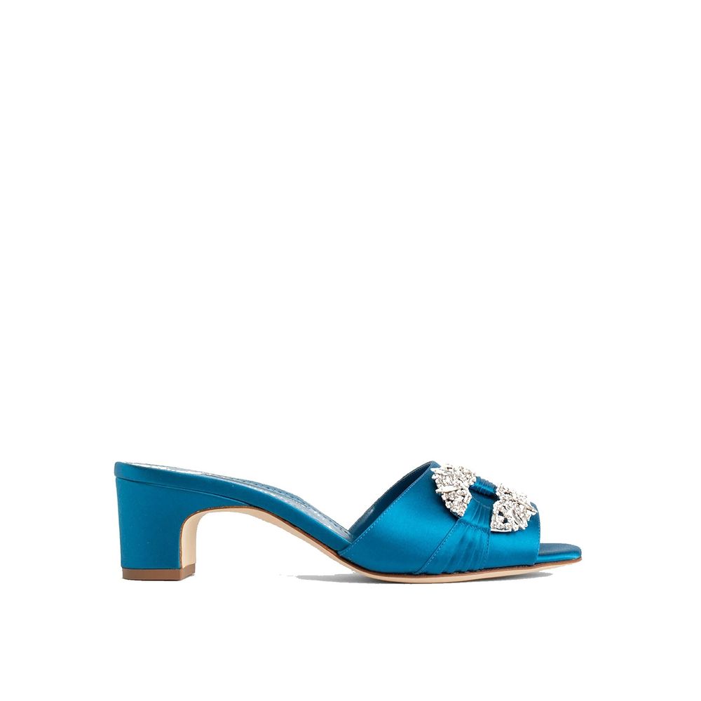 Manolo Blahnik Seidene Maultier-Schuhe in Blau