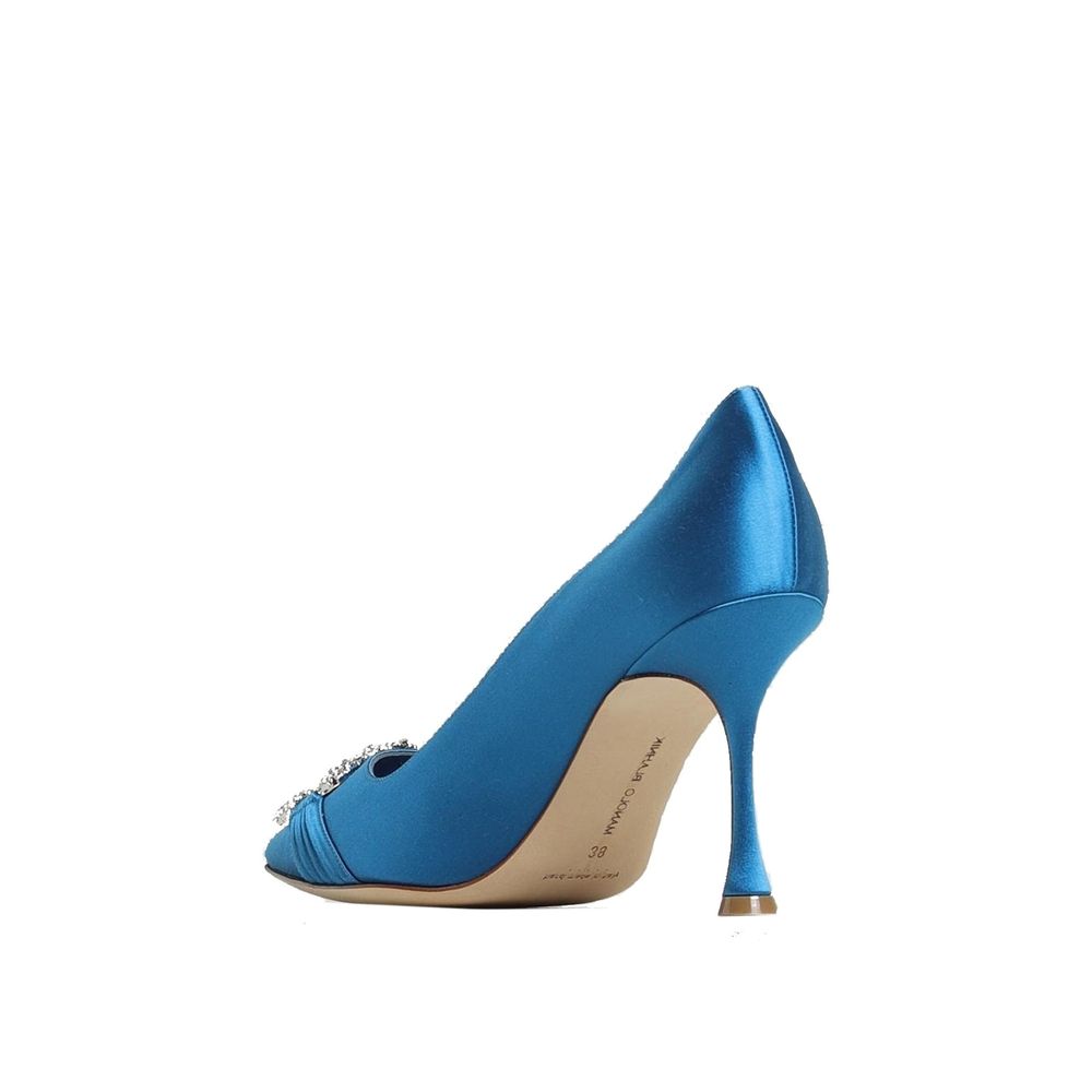 Manolo Blahnik Seidenpumps mit hohem Absatz in Blau