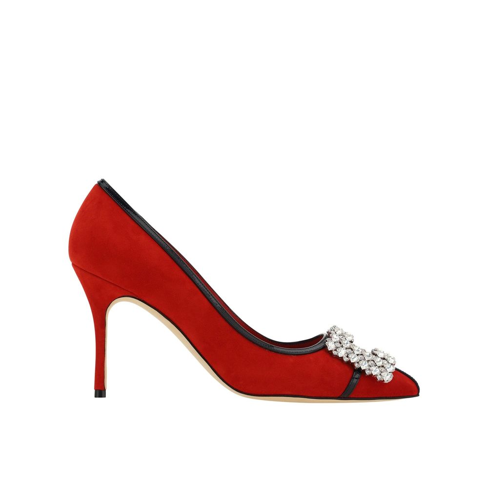 Manolo Blahnik Rote Lederpumps mit hohem Absatz