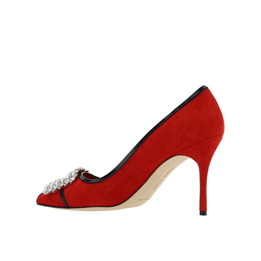 Manolo Blahnik Rote Lederpumps mit hohem Absatz