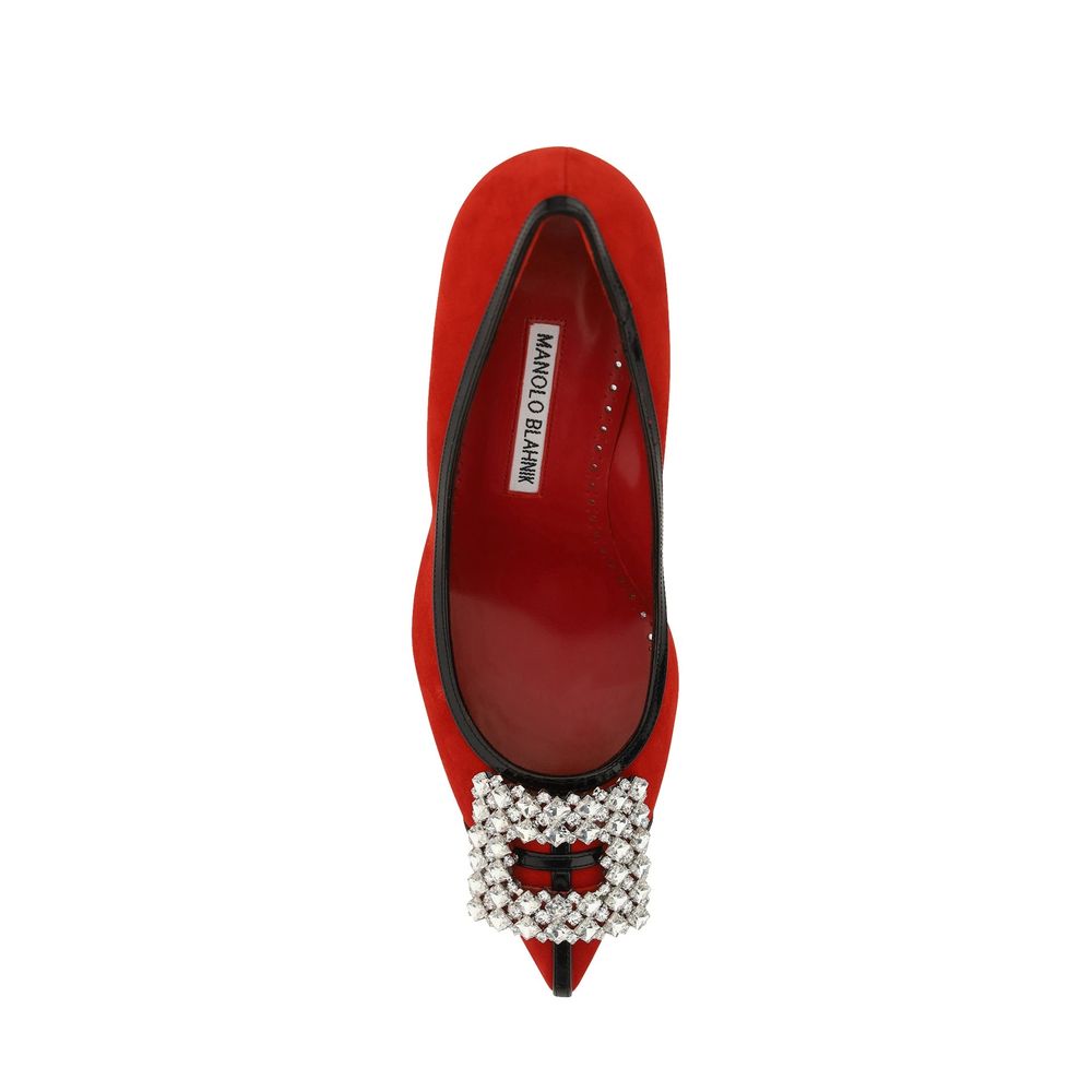 Manolo Blahnik Rote Lederpumps mit hohem Absatz