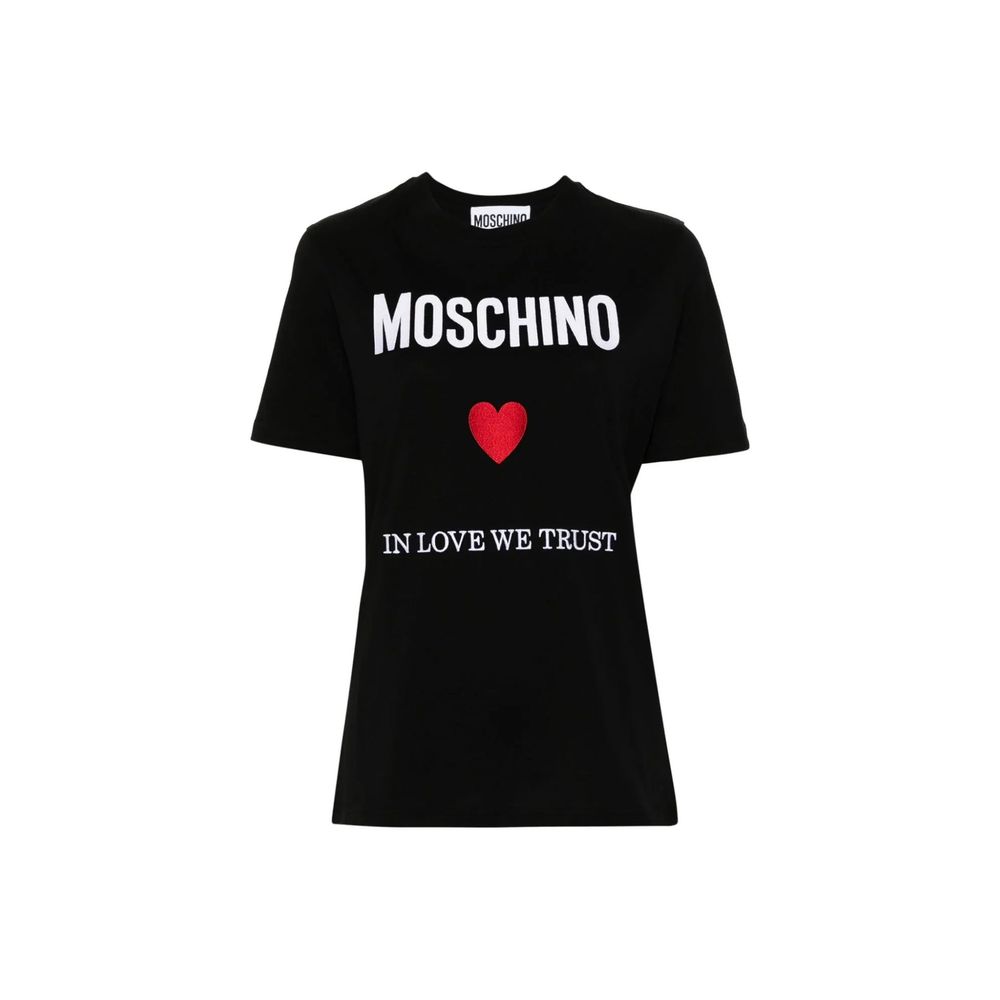Moschino Couture Schwarzes Baumwoll-T-Shirt