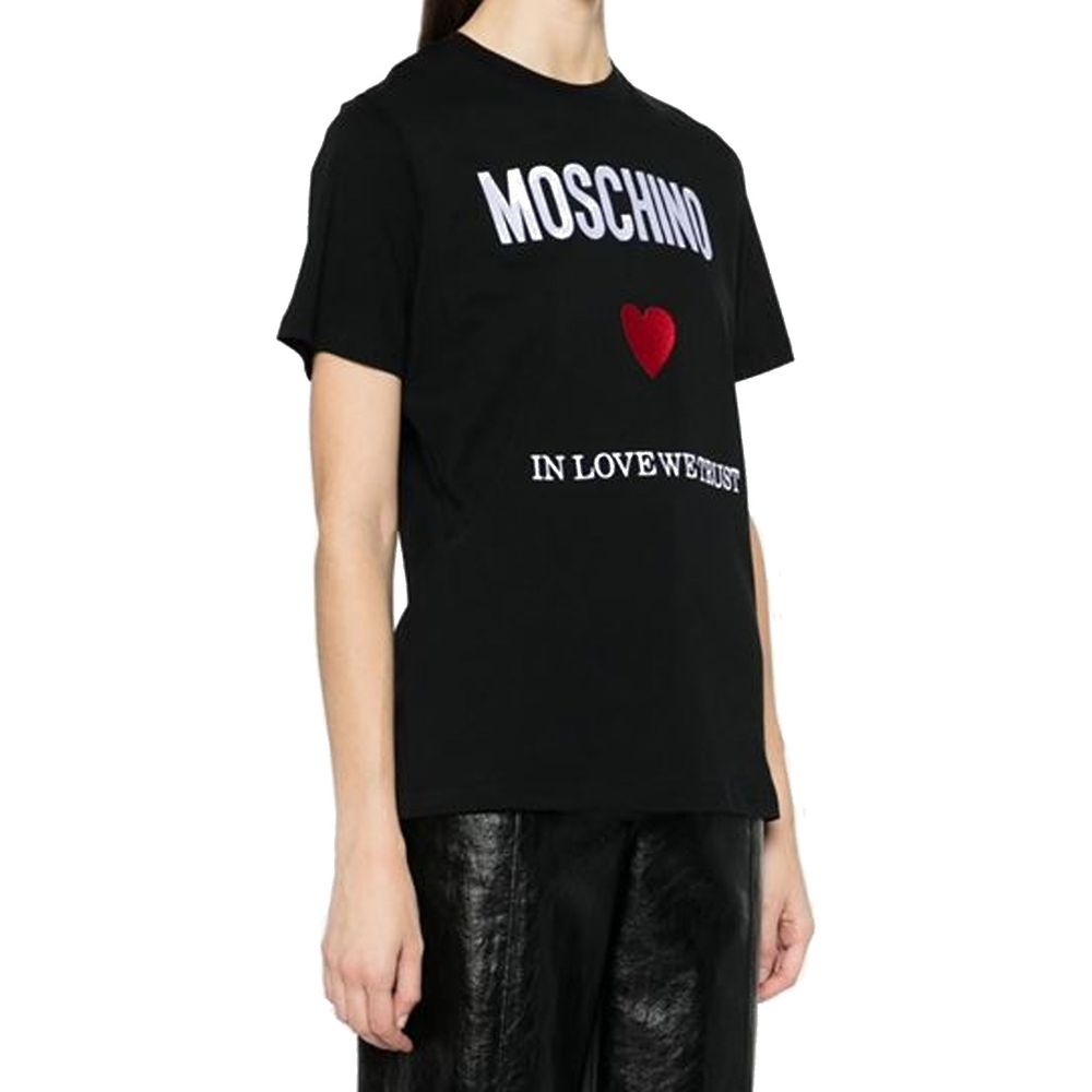 Moschino Couture Schwarzes Baumwoll-T-Shirt