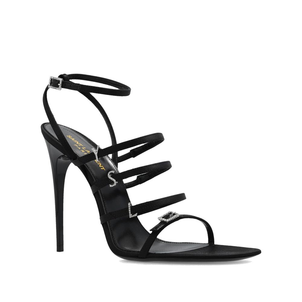 Saint Laurent Schwarze Seiden-Stilettos mit Absatz