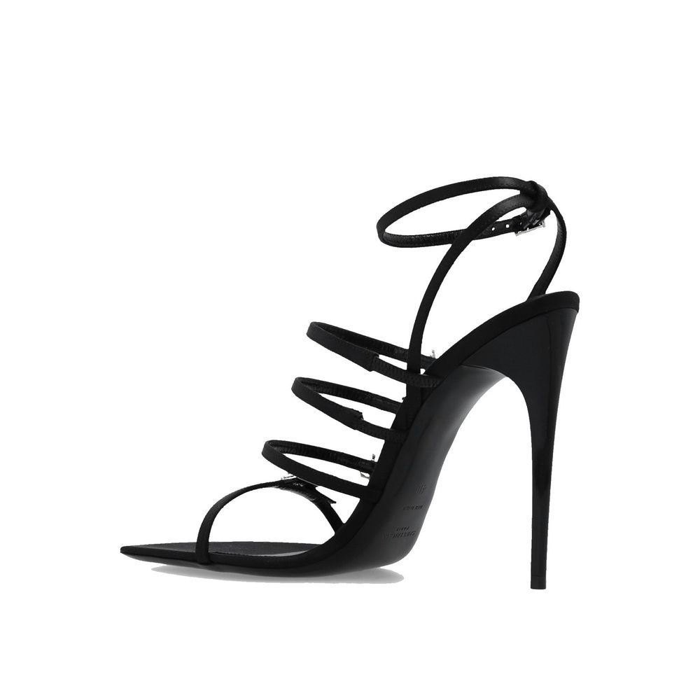 Saint Laurent Schwarze Seiden-Stilettos mit Absatz