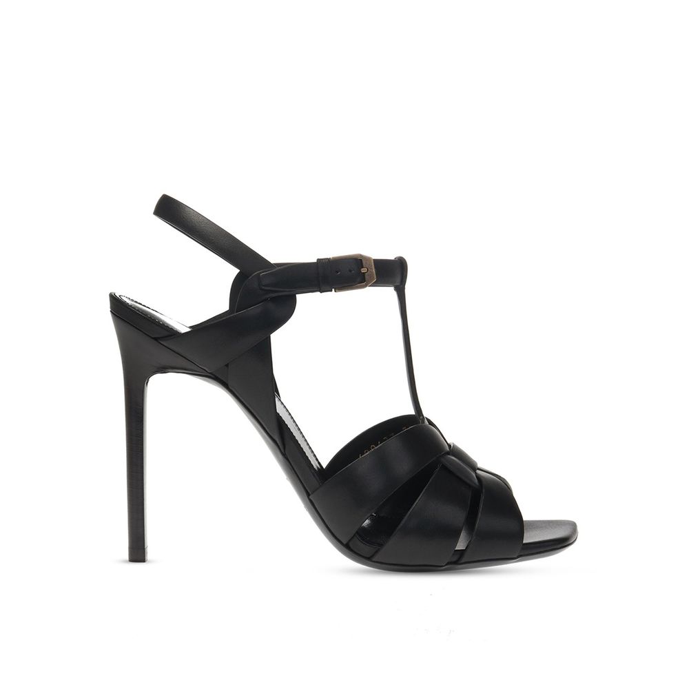 Saint Laurent Schwarze Stilettosandalen aus Kalbsleder