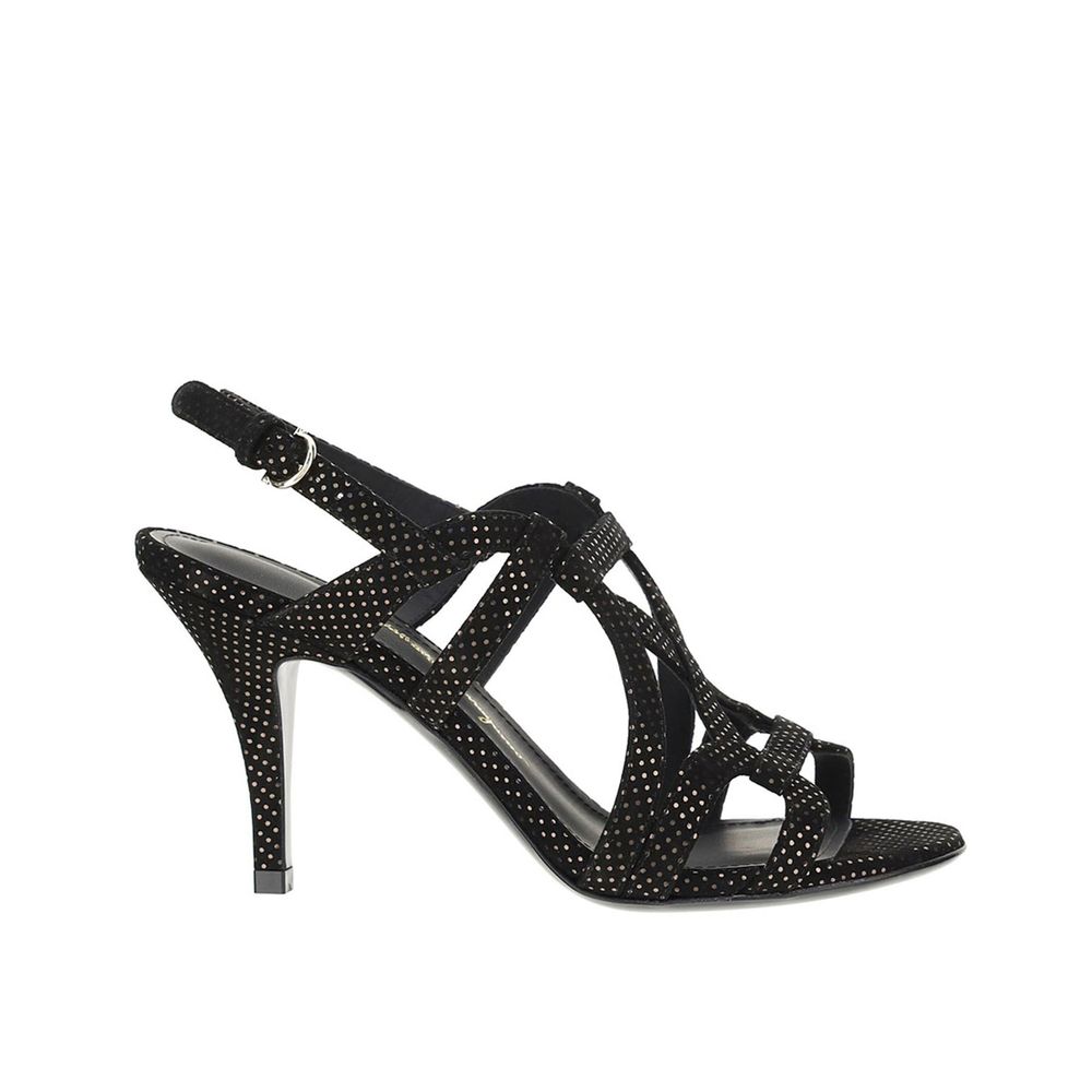 Salvatore Ferragamo Schwarze Leder-Stilettosandalen