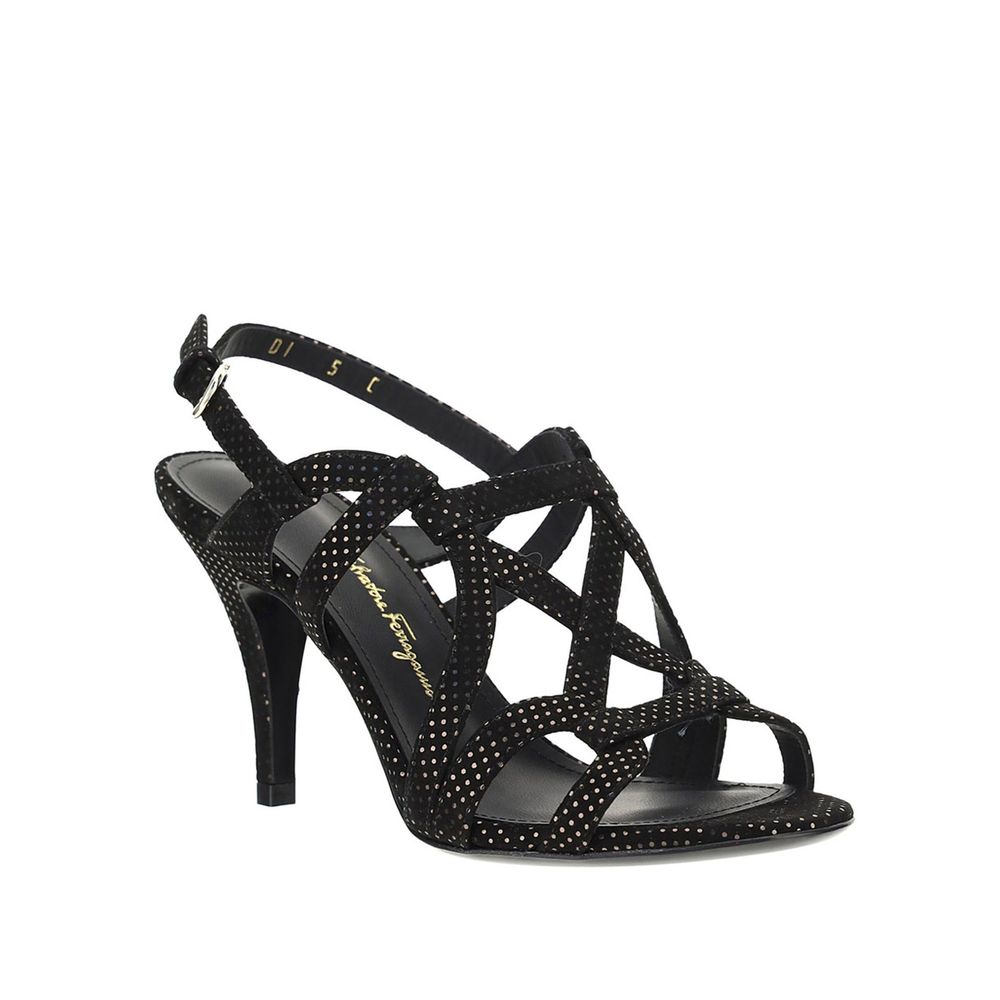 Salvatore Ferragamo Schwarze Leder-Stilettosandalen