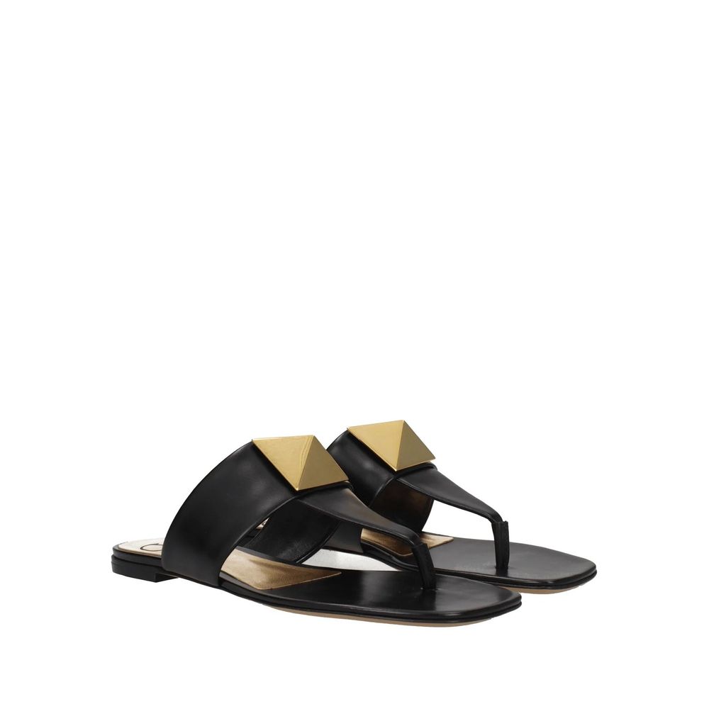 Valentino Garavani Schwarze Sandalen aus Kalbsleder mit Riemen