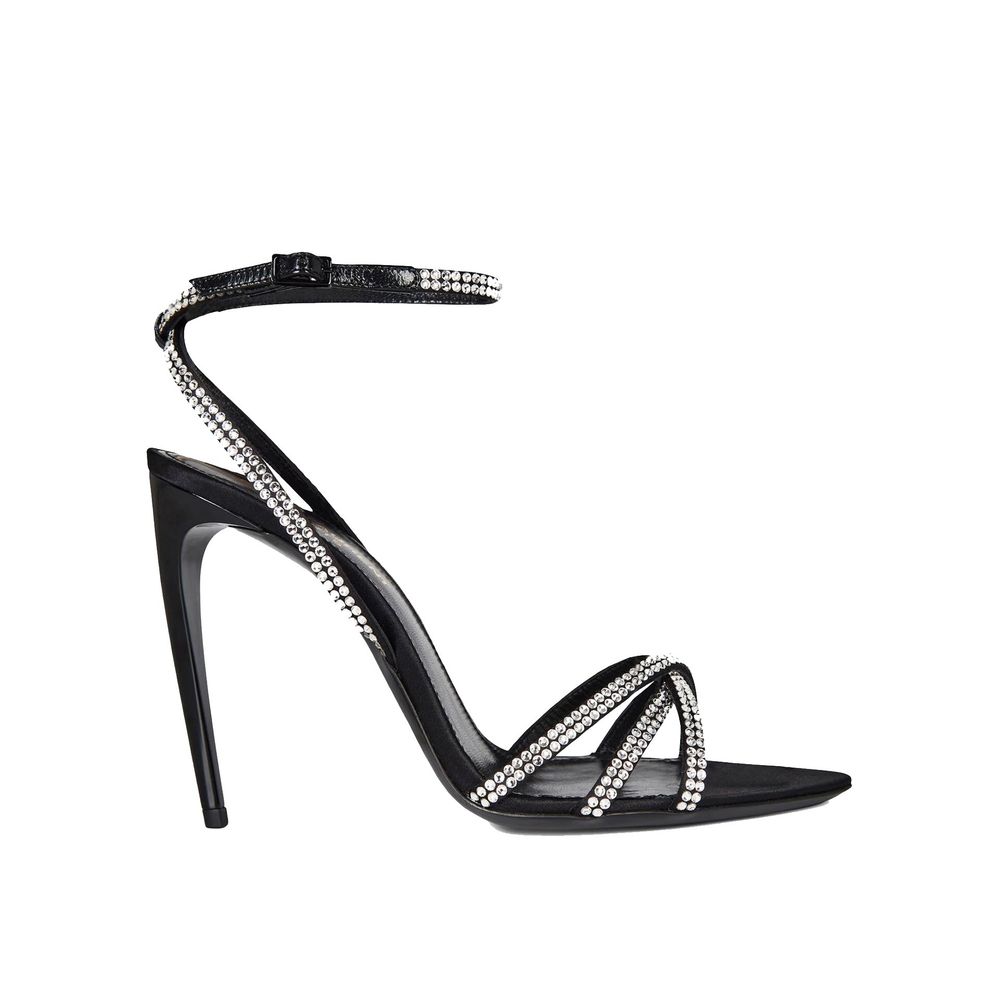 Saint Laurent Schwarze Seiden-Stilettos mit hohen Absätzen