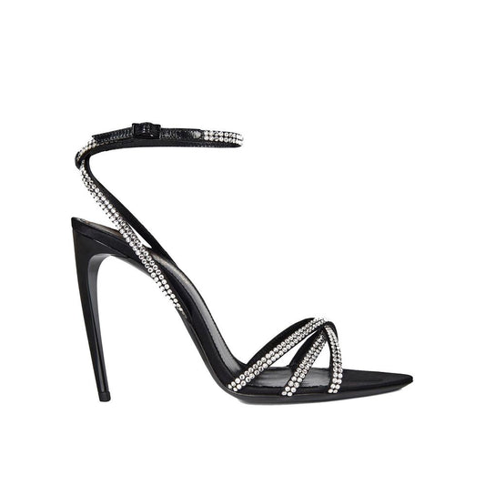 Saint Laurent Schwarze Seiden-Stilettos mit hohen Absätzen