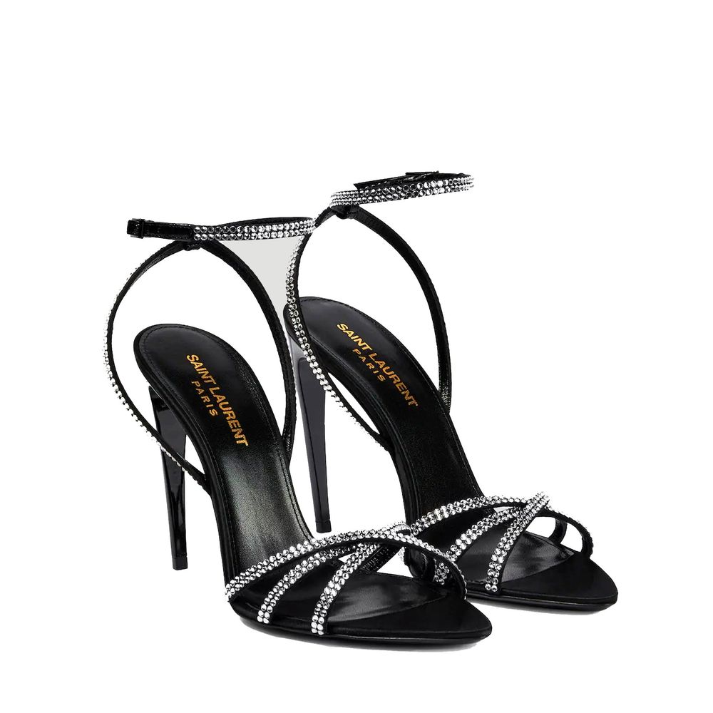 Saint Laurent Schwarze Seiden-Stilettos mit hohen Absätzen