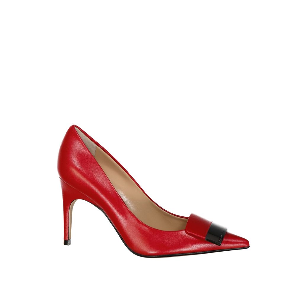 Sergio Rossi Rote Kalbshaut Pumps mit hohem Absatz