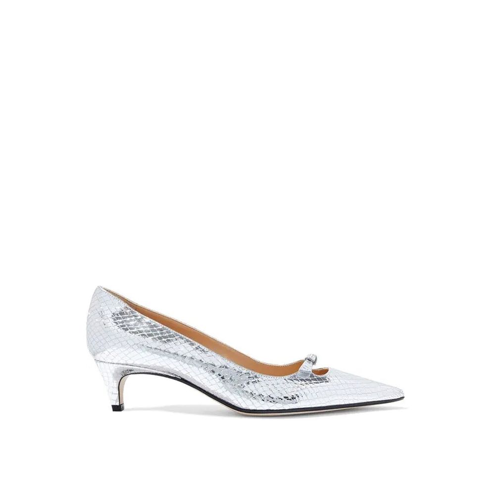 Sergio Rossi Silberne Mid-Heel-Pumps aus Kalbsleder