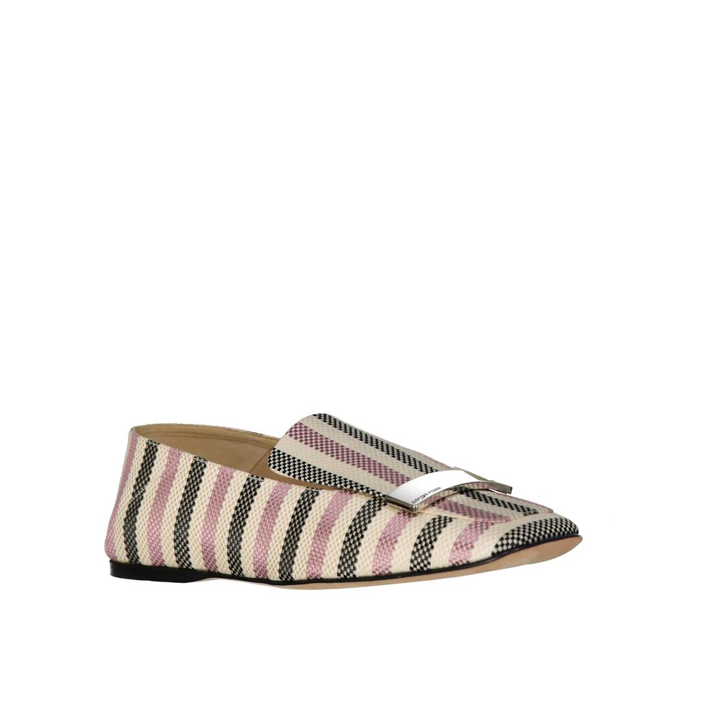 Sergio Rossi Weiße Stoff-Loafer zum Hineinschlüpfen