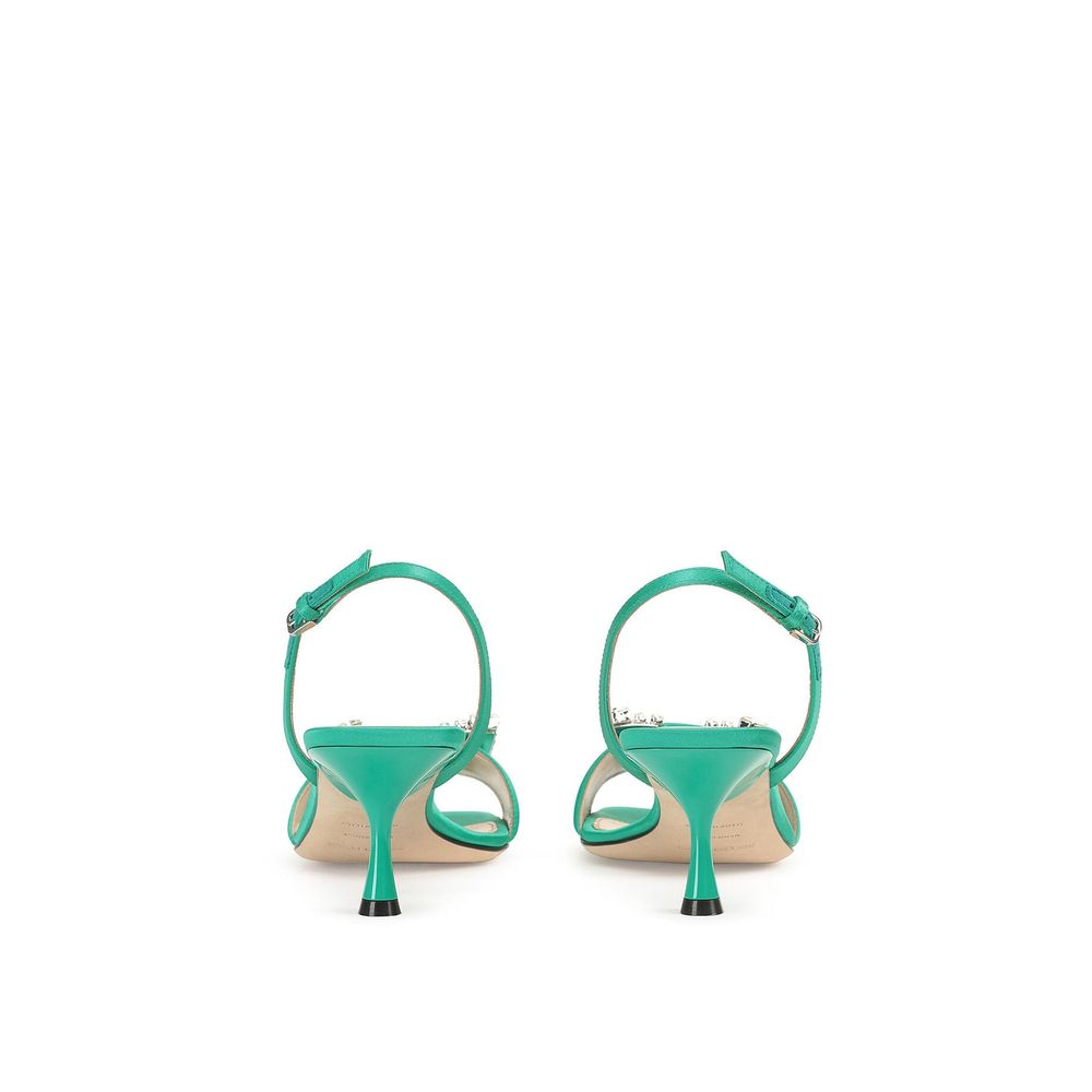 Sergio Rossi Grüne Seiden-Stilettos