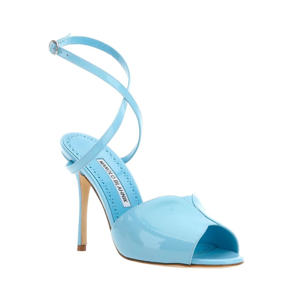Manolo Blahnik Blaue Sandalen aus Kalbsleder