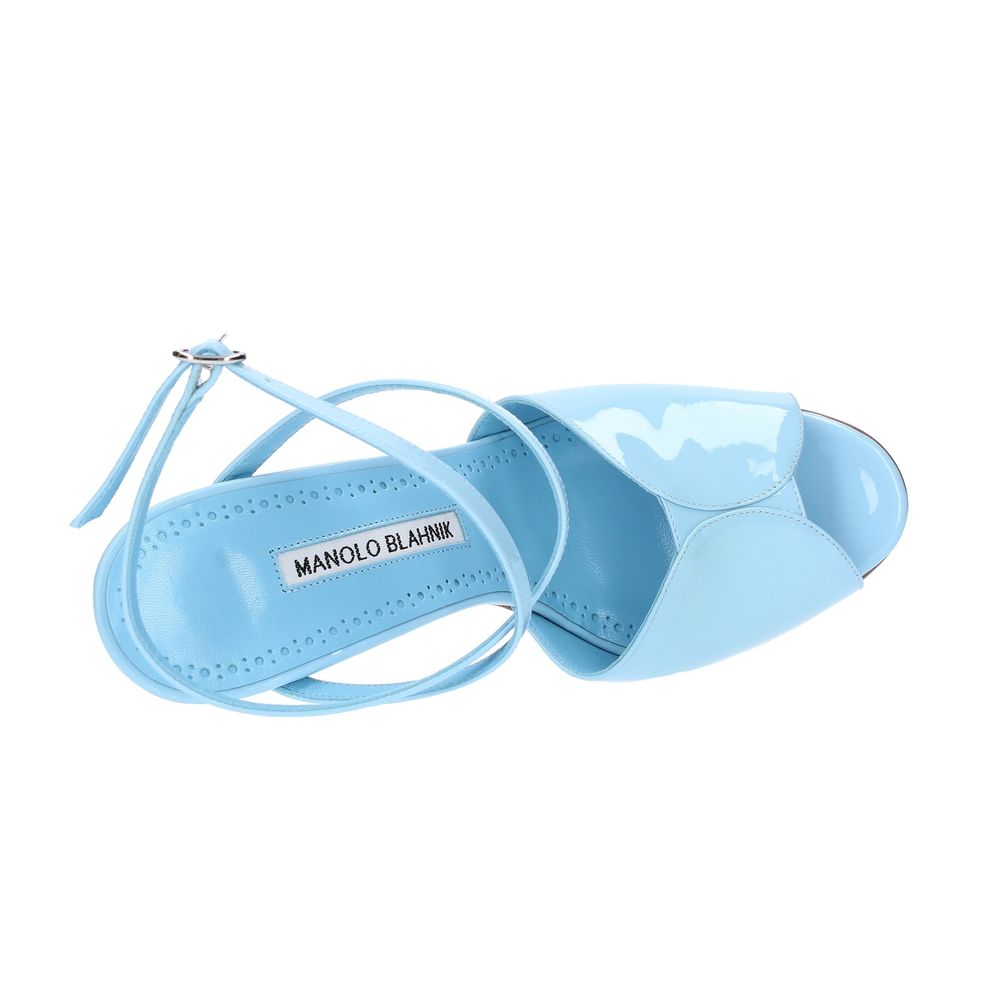 Manolo Blahnik Blaue Sandalen aus Kalbsleder