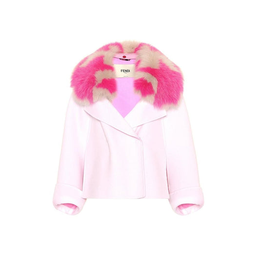 Fendi Pelzkragen Kaschmir Cape Jacke
