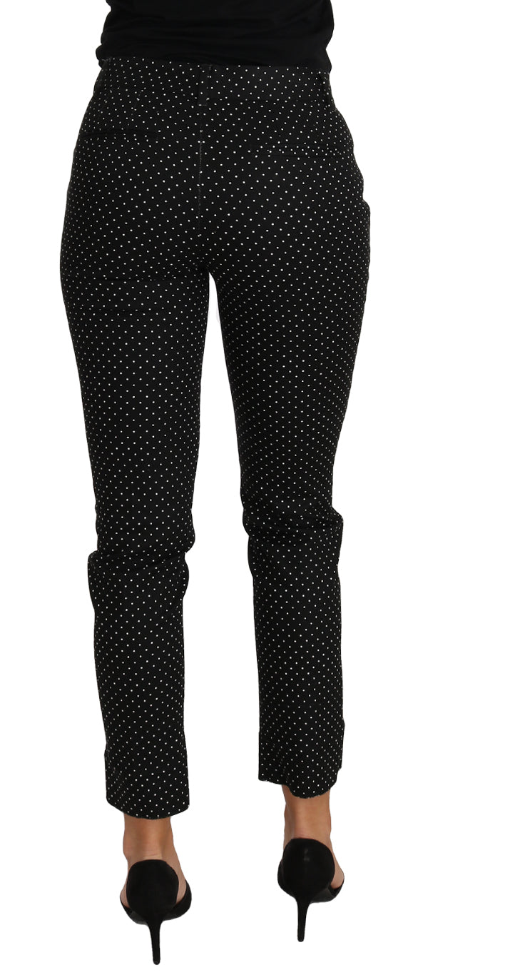 Dolce & Gabbana Schwarzes Kleid Polka Dot Cropped Straight Pants