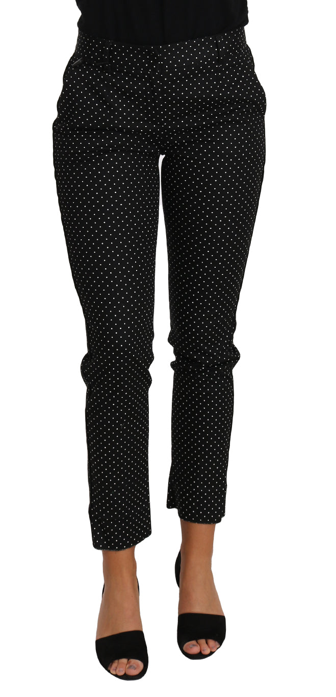 Dolce & Gabbana Schwarzes Kleid Polka Dot Cropped Straight Pants