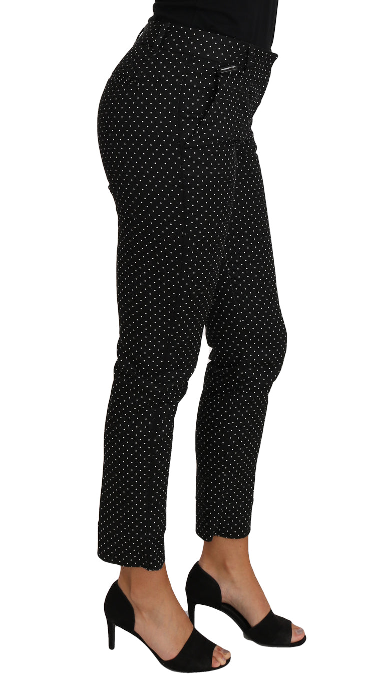Dolce & Gabbana Schwarzes Kleid Polka Dot Cropped Straight Pants