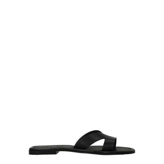 Kenzo Schwarze Lederpantoffeln Sandalen