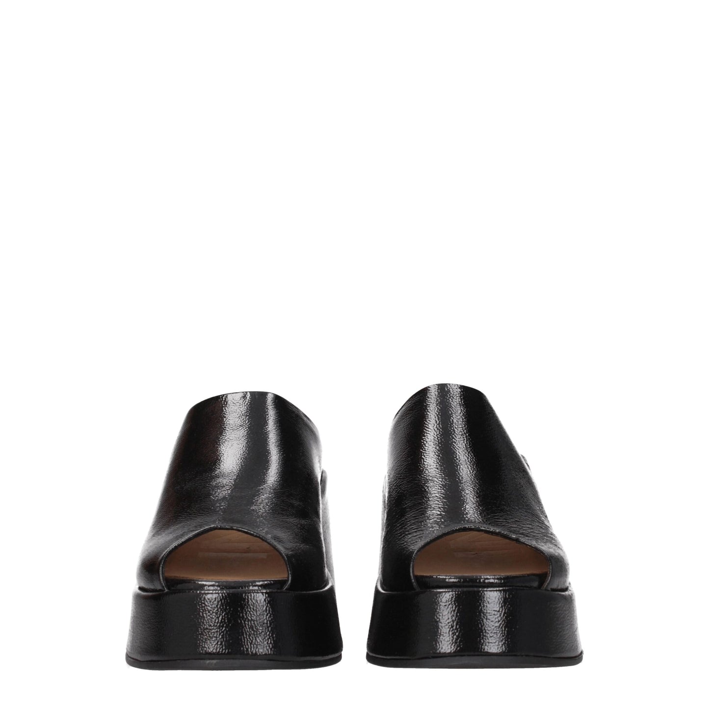 Ganni Schwarze Lederpantoffeln Sandalen