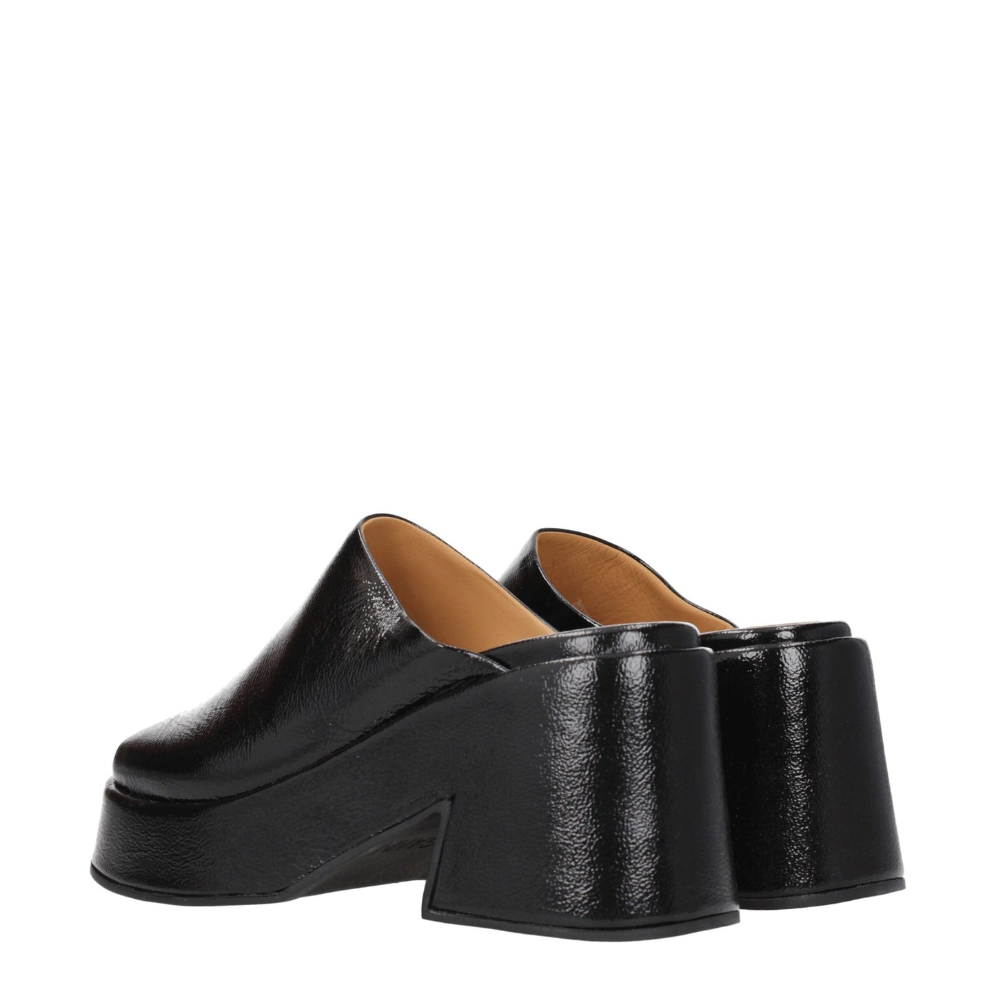 Ganni Schwarze Lederpantoffeln Sandalen