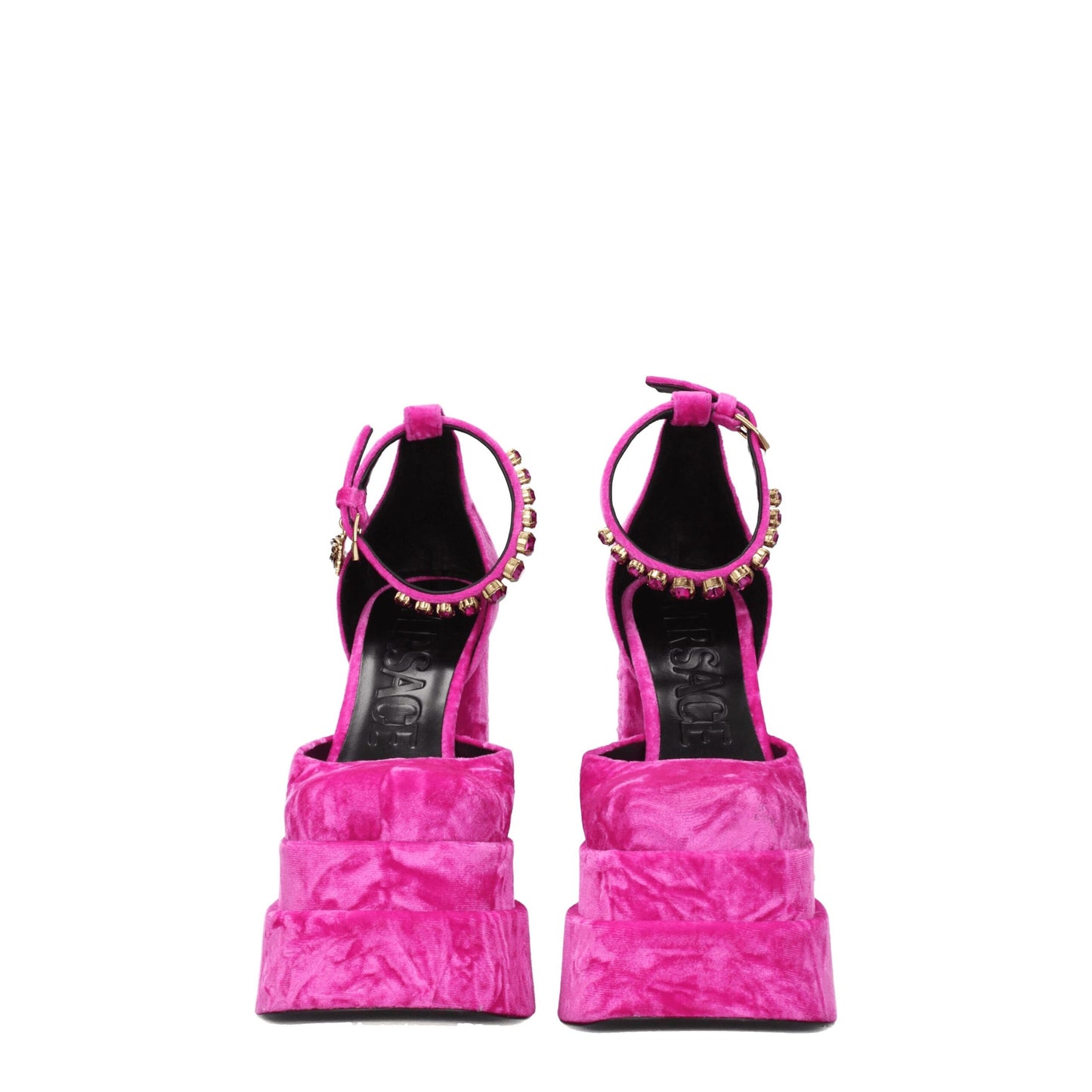 Versace Rosa Samt-Plateaus
