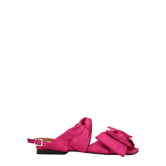 Ganni Flache Sandalen aus rosa Stoff