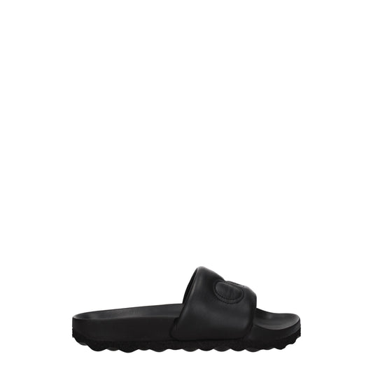 Off-White Schwarze Lederpantoffeln Sandalen