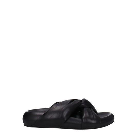 Marni Schwarze Lederpantoffeln Sandalen