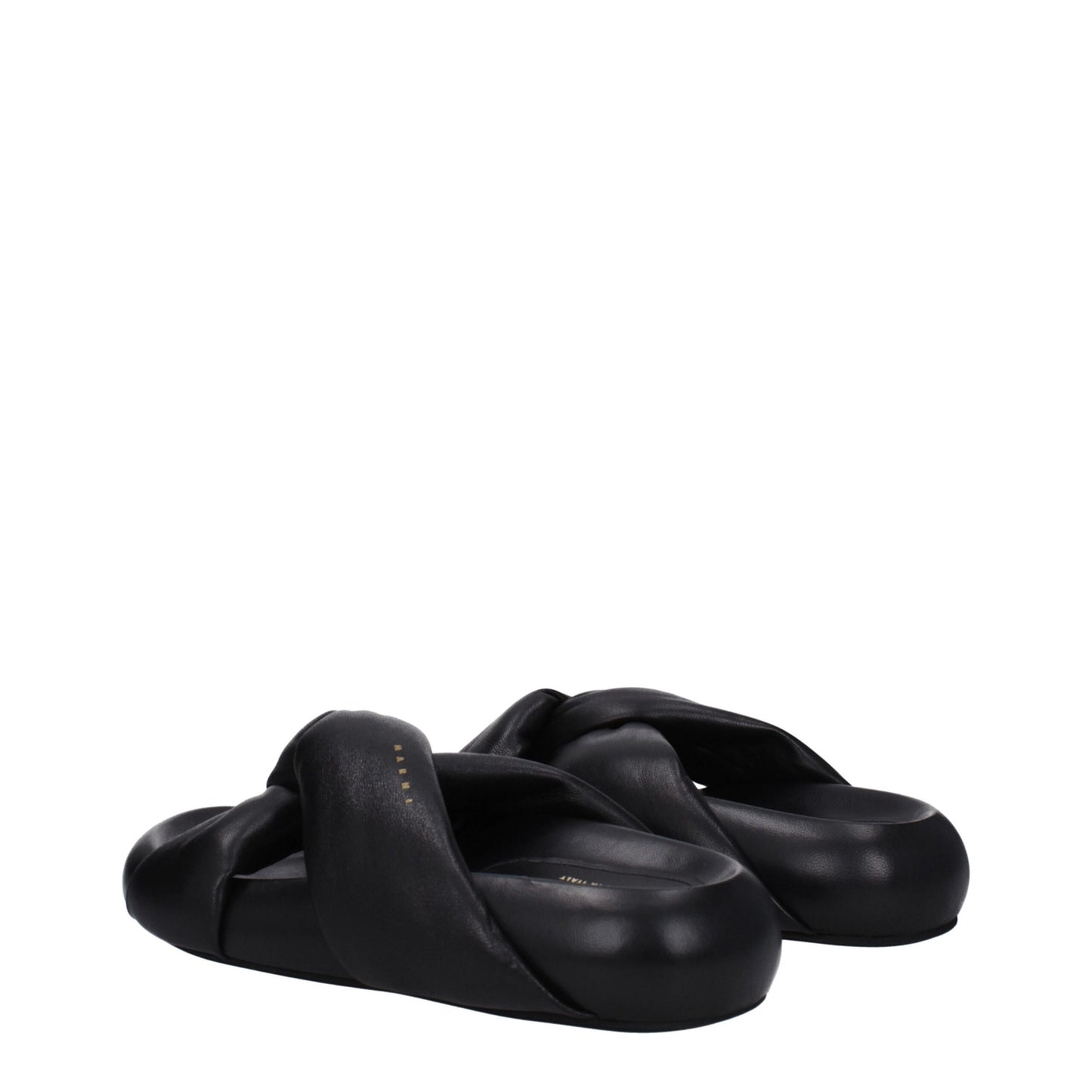 Marni Schwarze Lederpantoffeln Sandalen