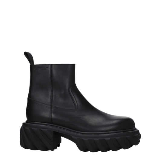 Off-White Schwarze Lederstiefeletten