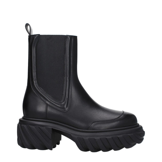 Off-White Schwarze Lederstiefeletten