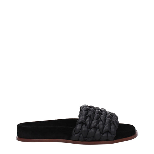 Chloé Schwarze Lederpantoffeln Sandalen
