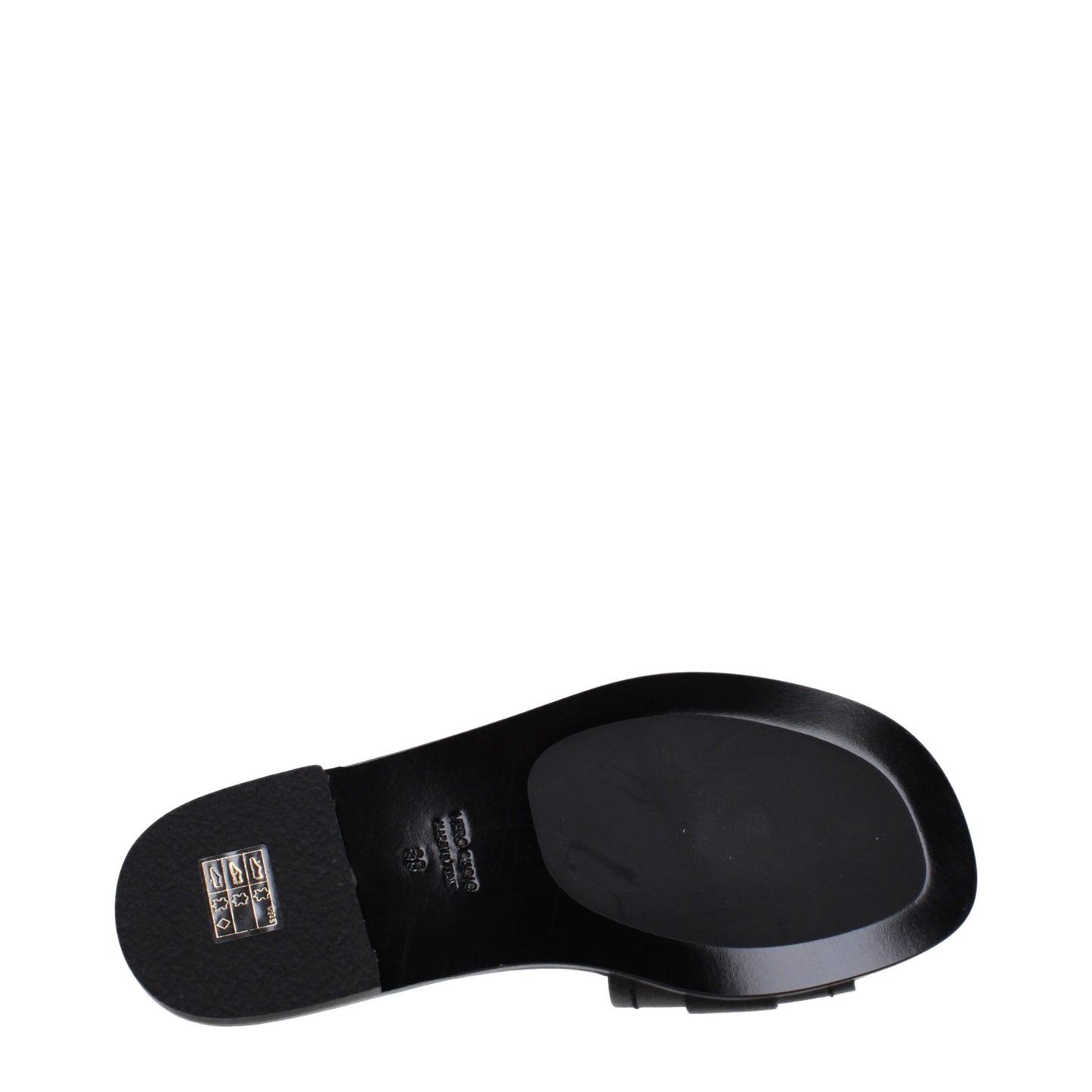 Moncler Schwarze Lederpantoffeln Sandalen