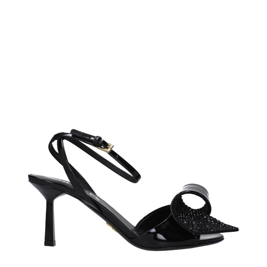 Prada Schwarze Leder Stiletto Heels Sandalen