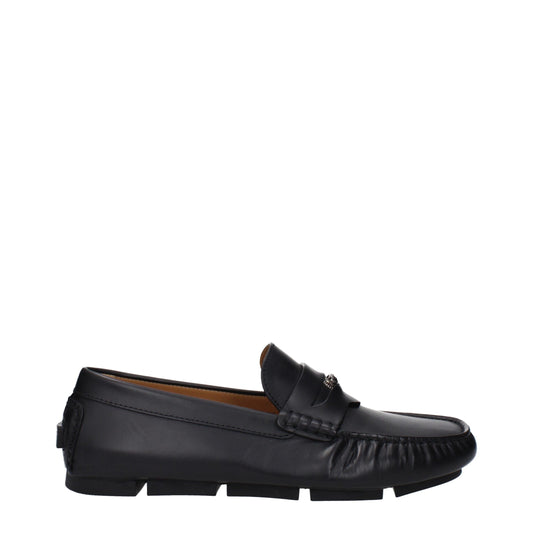 Versace Schwarze Leder Slipper