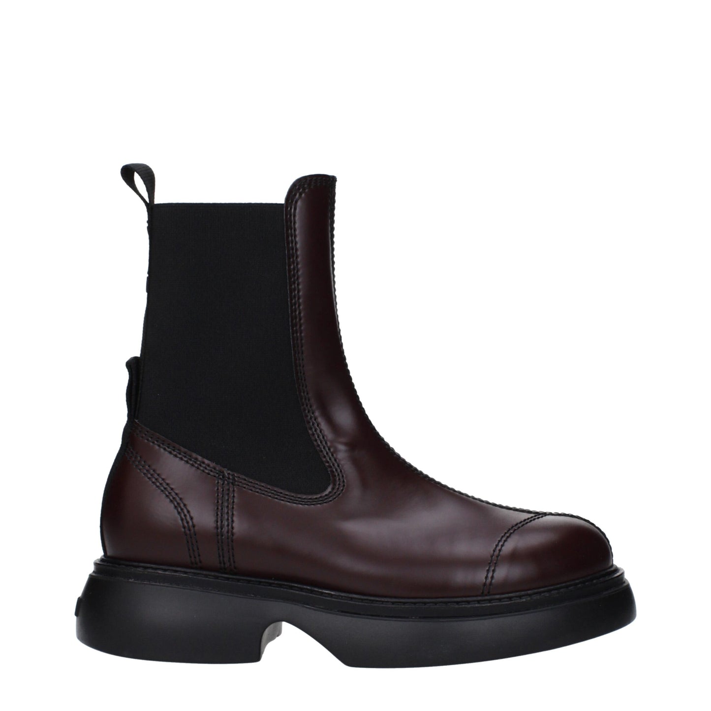 Ganni Braune Lederstiefeletten