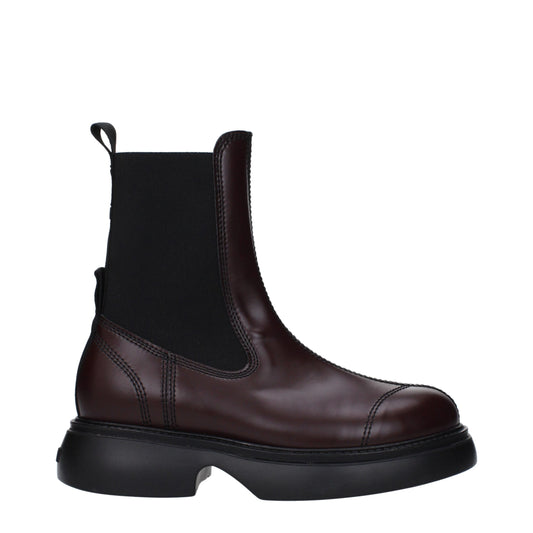 Ganni Braune Lederstiefeletten